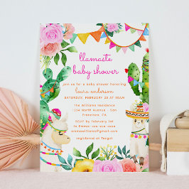 Llamaste Yoga Llama Mexican Colorful Baby Shower Inbjudningar