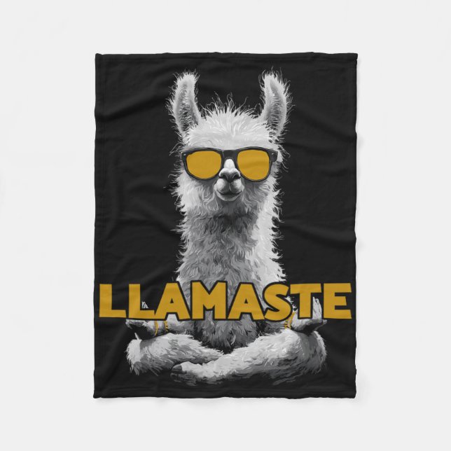 Llamaste Yoga Llama With Sungles  Fleecefilt (Framsidan)