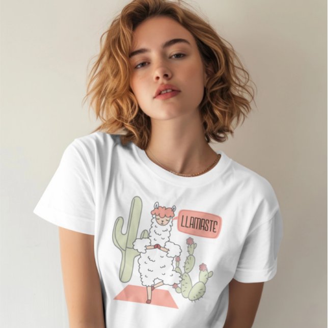 Llamaste Yoga T Shirt (Llamaste Yoga T-Shirt Llama t-shirt by Ricaso. a fun pun shirt with a yoga llama)