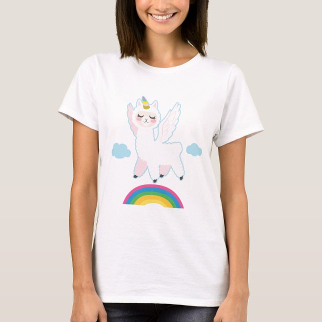 LlamaUnicornflyg T Shirt (Framsida)