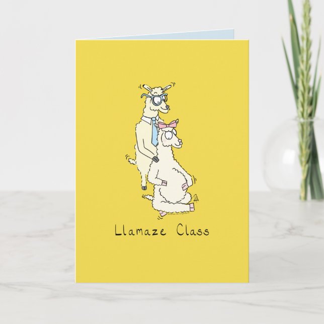 Llamaze-klass - Llamas-llamas på Lamaze Pun-kort Kort (Framsida)
