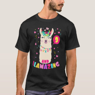 Llamazing 9 års Old Girl Birthday Cute Llama Alp T Shirt