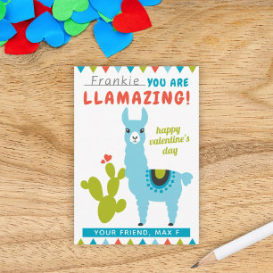 Llamazing Blå Lama Pojkar Klassrum Valentine Inbjudningar