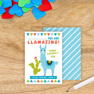Llamazing Blå Lama Pojkklassrum Valentine Visitkort