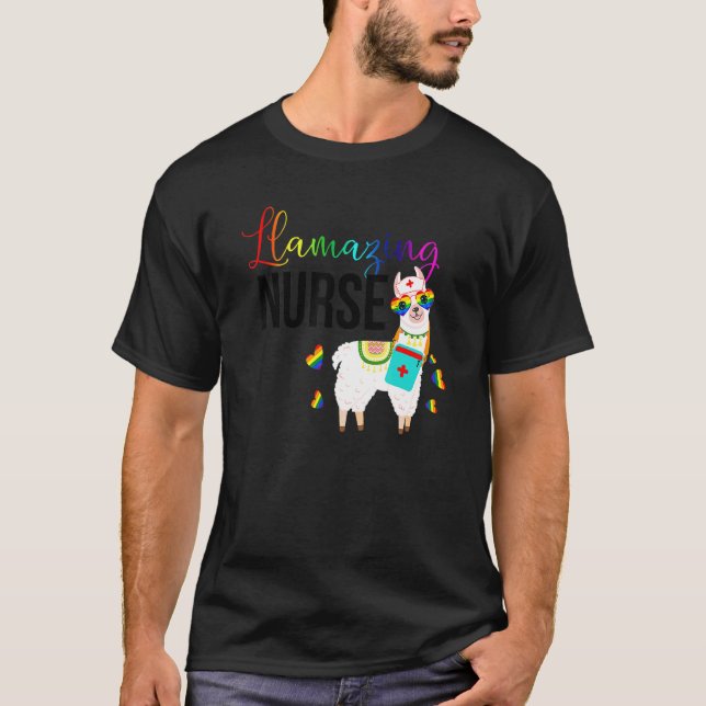 Llamazing Nurse Cute Llama Sunglasses Fantastisk L T Shirt (Framsida)