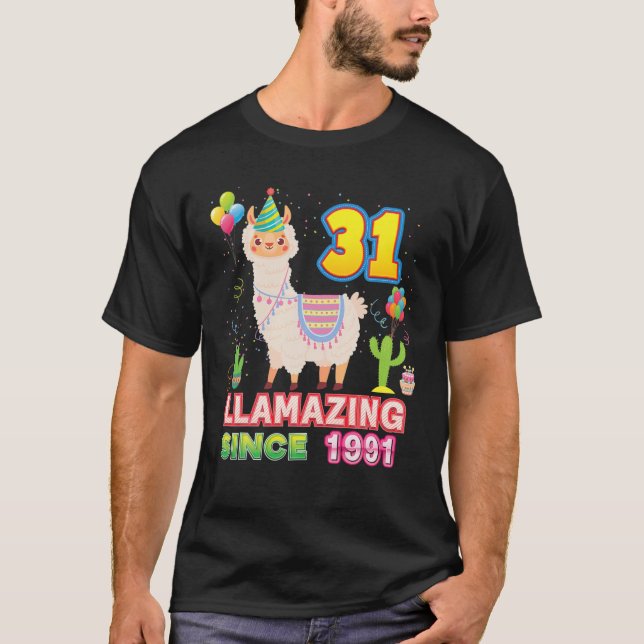 Llamazing Since 1991 Amazing Llama 31St Birthday 3 T Shirt (Framsida)