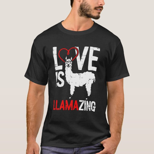 Llamazing Valentines day Cute V-Day Heart Boys Gir T Shirt (Framsida)