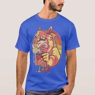Llame Llama med kaffe uttråkad Llama T-Shirt