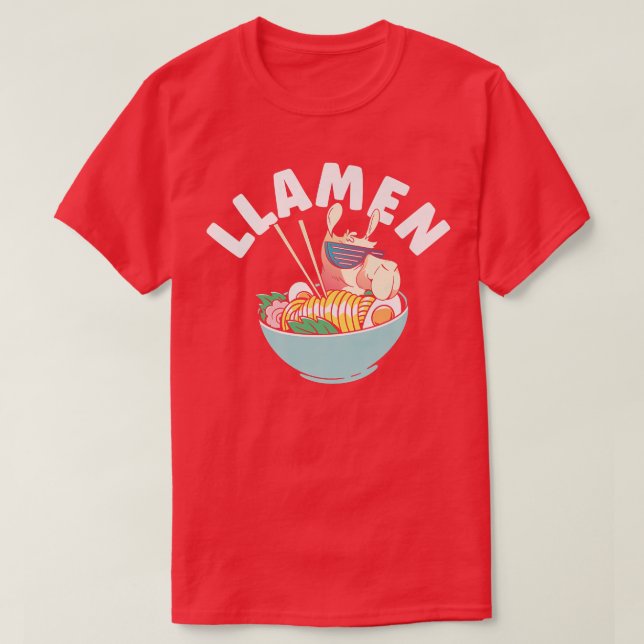 Llamen Japansk anime Lama Kopp av Noodle Ramen 816 T Shirt (Design framsida)