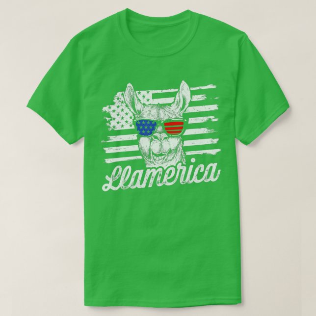 Llamerica Patriotic Llama Funny Llama 4 juli T Shirt (Design framsida)
