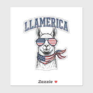Llamerica Patriotisk Lama Vintage Gravyr T-Shirt Klistermärken