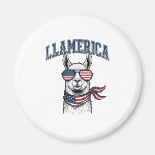 Llamerica Patriotisk Lama Vintage Gravyr T-Shirt Magnet