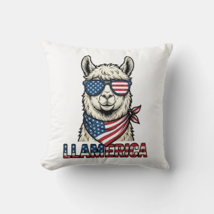 Llamerica Patriotisk Lama Vintage Vektor Design_1 Kudde