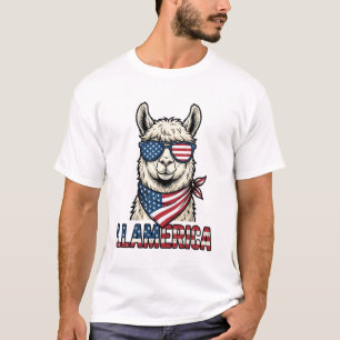 Llamerica Patriotisk Lama Vintage Vektor Design_1 T Shirt