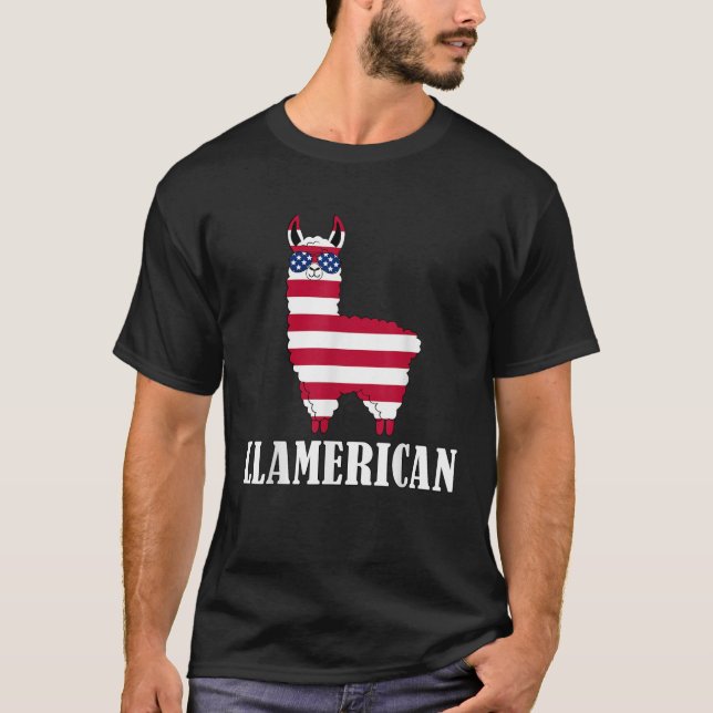 Llamerican Llama 4:e juli USA Llama America T Shirt (Framsida)