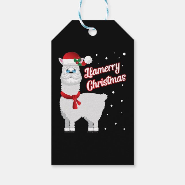 Llamerry God jul Llama Jultomten Presentetikett (Framsidan)