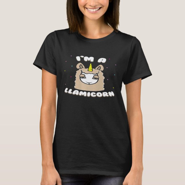 Llamicorn Söt Enhörning Llama Premium T Shirt (Framsida)
