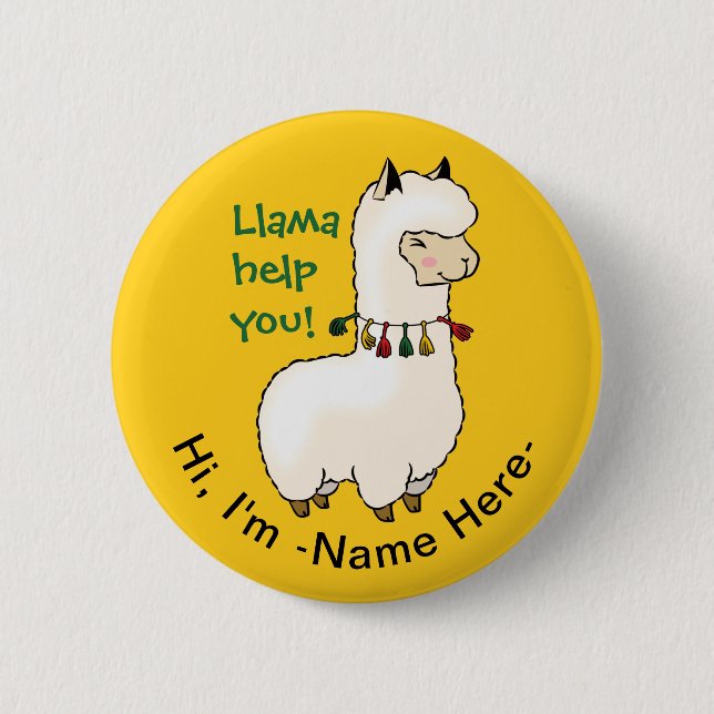 "Llamma help you" hjälpsam kawaii llama w namn bri Knapp (Framsida)