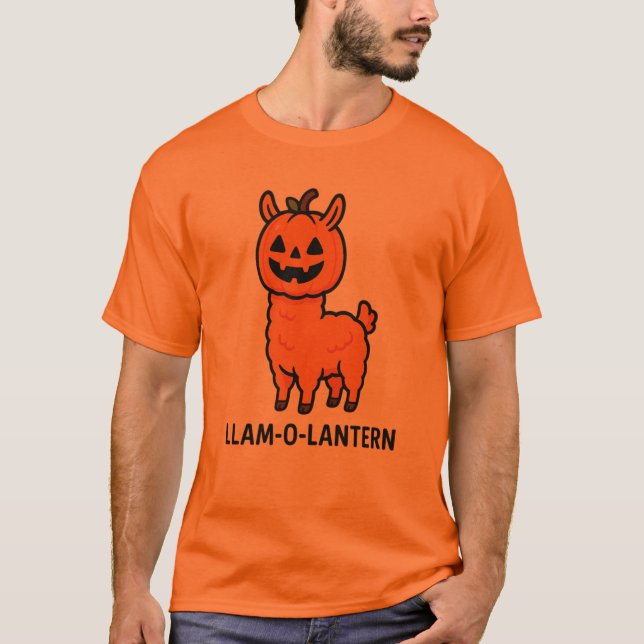 Llamo-o-lantern Halloween T Shirt (Framsida)