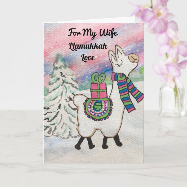 Llamukkah för min fru Lycklig Hanukkah-Helgdag Kort (Orkide)