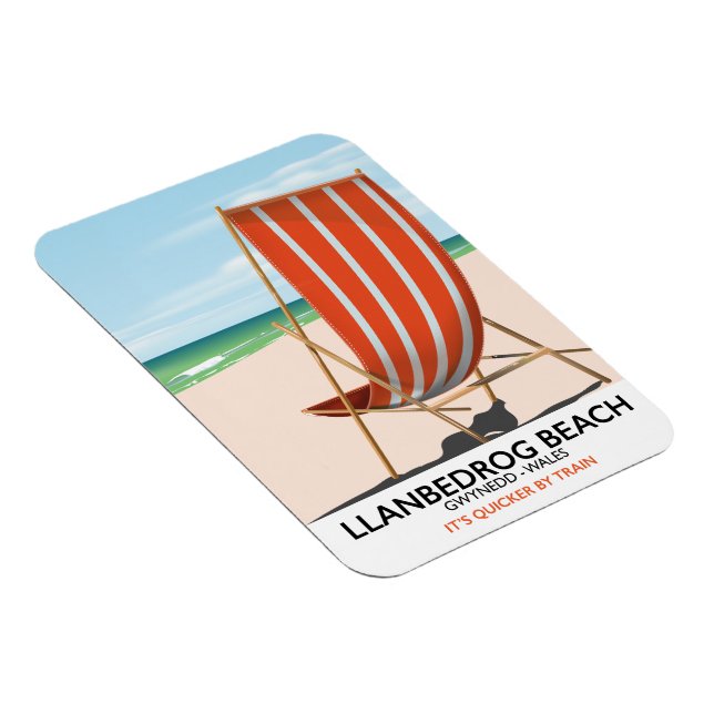Llanbedrog Beach, Gwynedd Wales kustaffisch Magnet (Högersidan)