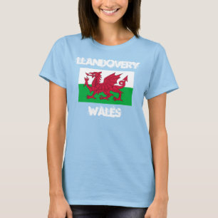 Llandovery, Wales med walesisk flagga Tee Shirt