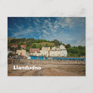 Llandudno Scenia Coastal strand view i Wales UK Vykort
