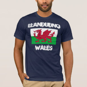 Llandudno, Wales med walesisk flagga T Shirt