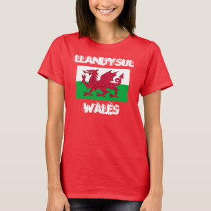 Llandysul, Wales med walesisk flagga T Shirt