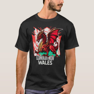 Llanerchymedd Wales Welsh Flagga Y Ddraig Goch Dra T Shirt