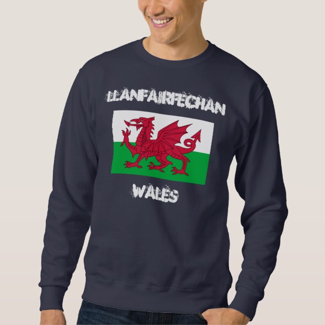 Llanfarfechan, Wales med walesisk flagga Lång Ärmad Tröja (Framsida)