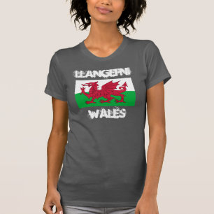 Llangefni, Wales med walesisk flagga T Shirt