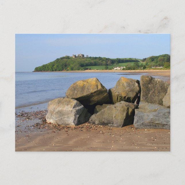 Llansteffan Castle och Beach Postcards Vykort (Framsida)
