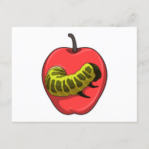 Llarv med äpple vykort