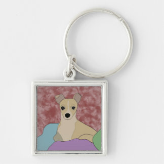 Llavero con diseño Perrito pequeño Fyrkantig Silverfärgad Nyckelring
