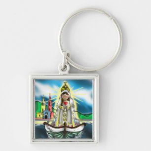 LLAVERO DE LA VIRGEN DEL VALLE FYRKANTIG SILVERFÄRGAD NYCKELRING