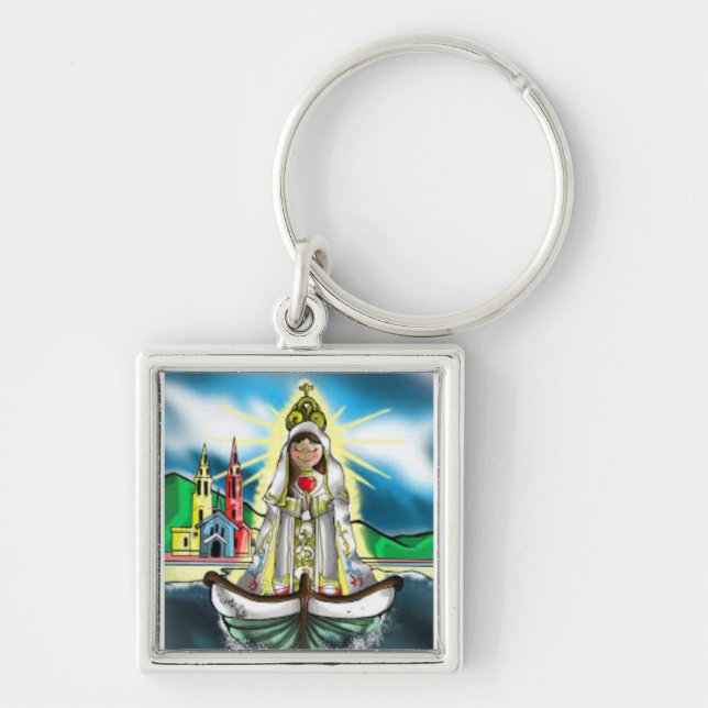 LLAVERO DE LA VIRGEN DEL VALLE FYRKANTIG SILVERFÄRGAD NYCKELRING (Framsidan)
