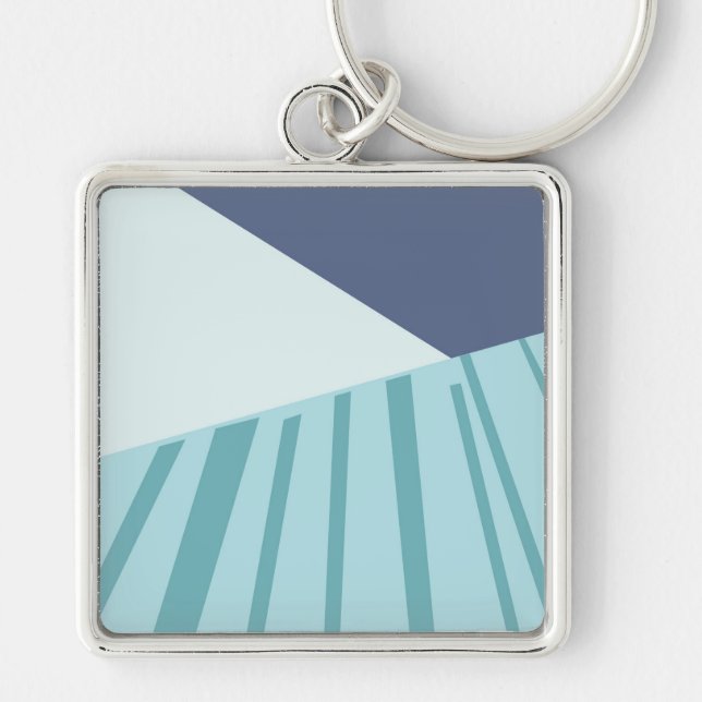 Llavero tipo chapa blå fyrkantig silverfärgad nyckelring (Framsidan)