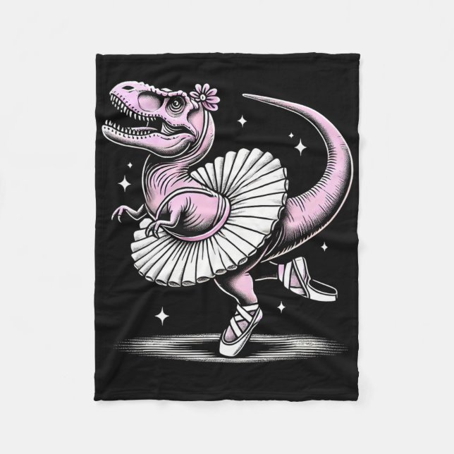 Llet Dancing T-rex In Tutu And Slippers  Fleecefilt (Framsidan)