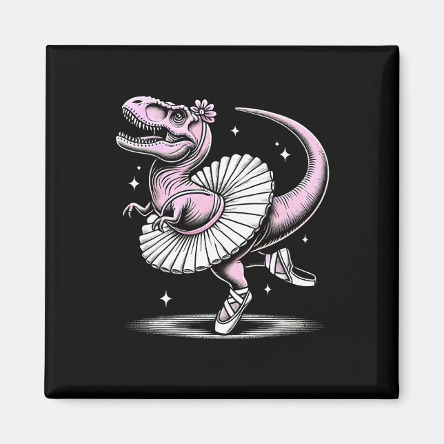 Llet Dancing T-rex In Tutu And Slippers  Magnet (Framsidan)