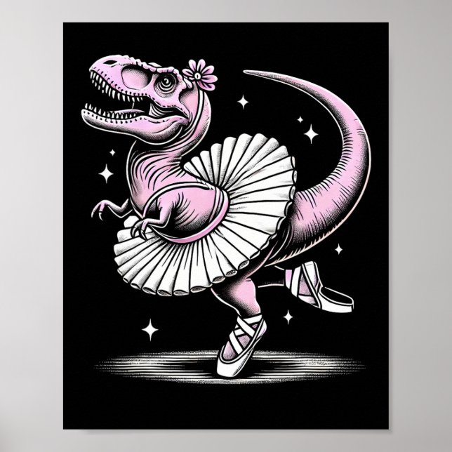 Llet Dancing T-rex In Tutu And Slippers  Poster (Framsidan)