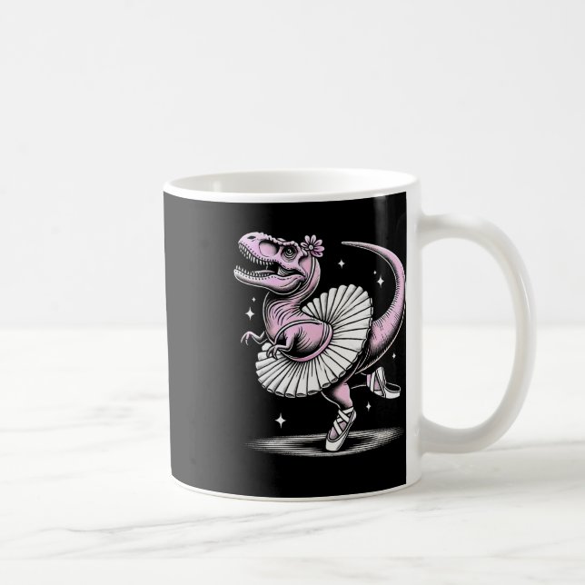 Llet Dansande T-Rex I Tutu Och Tofflor  Kaffemugg (Höger)