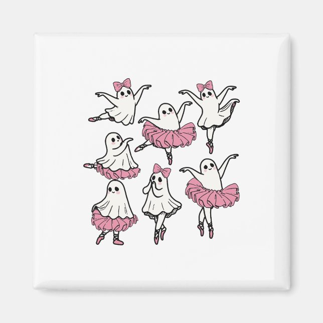 Llet Ghost Dancer Cute Boo Dancing Halloween Magnet (Framsidan)