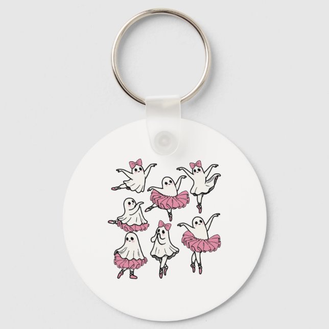 Llet Ghost Dancer Cute Boo Dancing Halloween Nyckelring (Framsida)