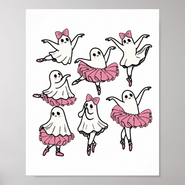 Llet Ghost Dancer Cute Boo Dancing Halloween Poster (Framsidan)