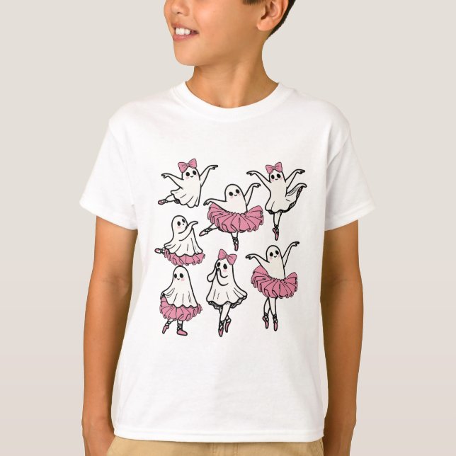 Llet Ghost Dancer Cute Boo Dancing Halloween T Shirt (Framsida)