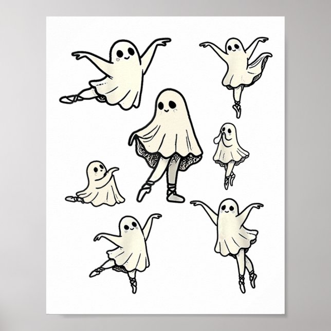 Llet Ghost Llet Dancer Spooky Dance Teacher Hallow Poster (Framsidan)