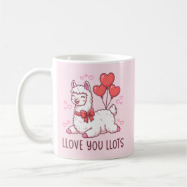 Llove You Llots - Kawaii Lama Alla Hjärtans Dag Kaffemugg