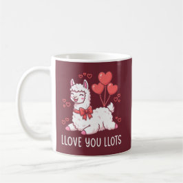 Llove You Llots - Kawaii Lama Alla Hjärtans Dag Kaffemugg