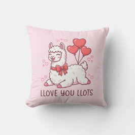 Llove You Llots - Kawaii Lama Alla Hjärtans Dag Kudde